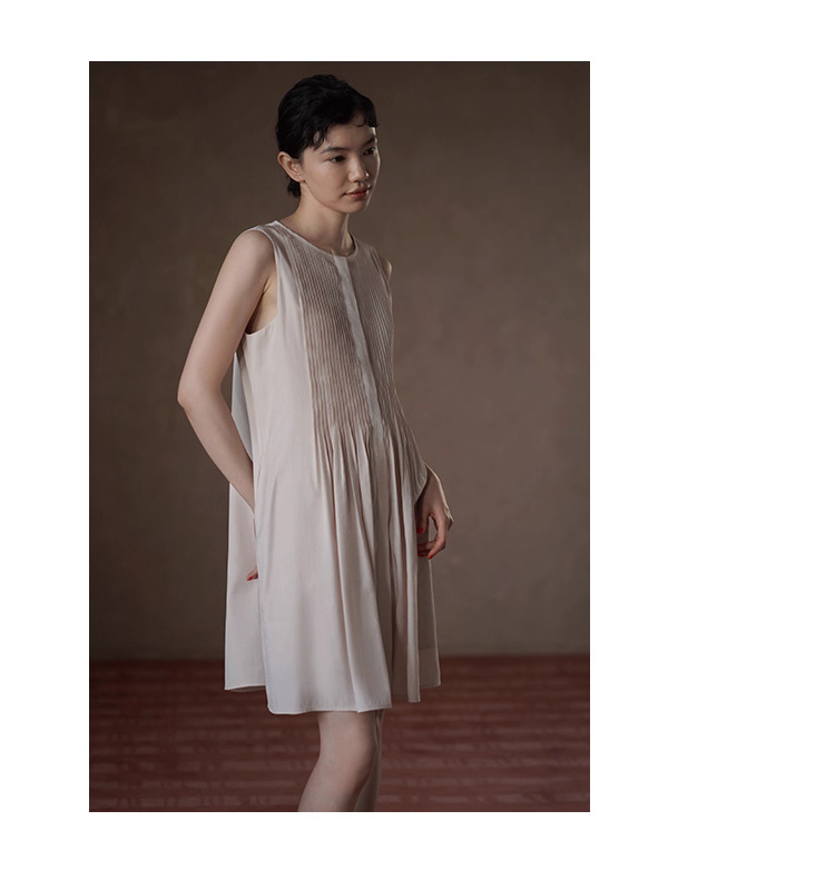 瓔珞粉紅少女重工塔克線洋裝飄逸寬鬆顯瘦小個子