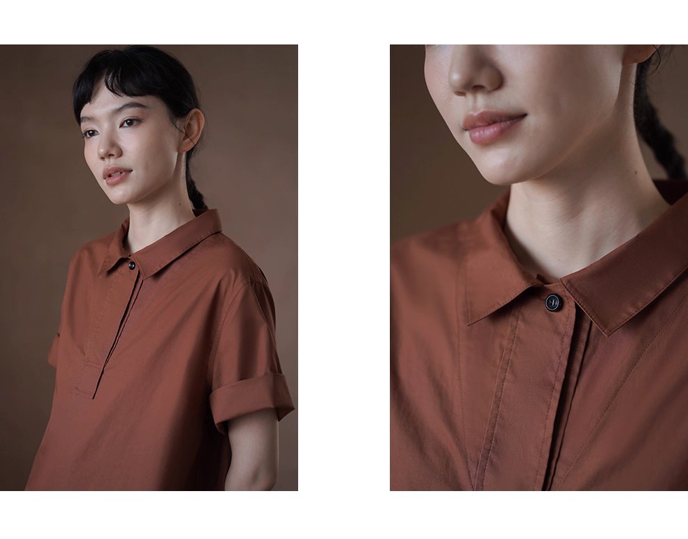 奶柿西達襯衫裙100棉挺括寬鬆顯瘦Polo短袖小個子洋裝