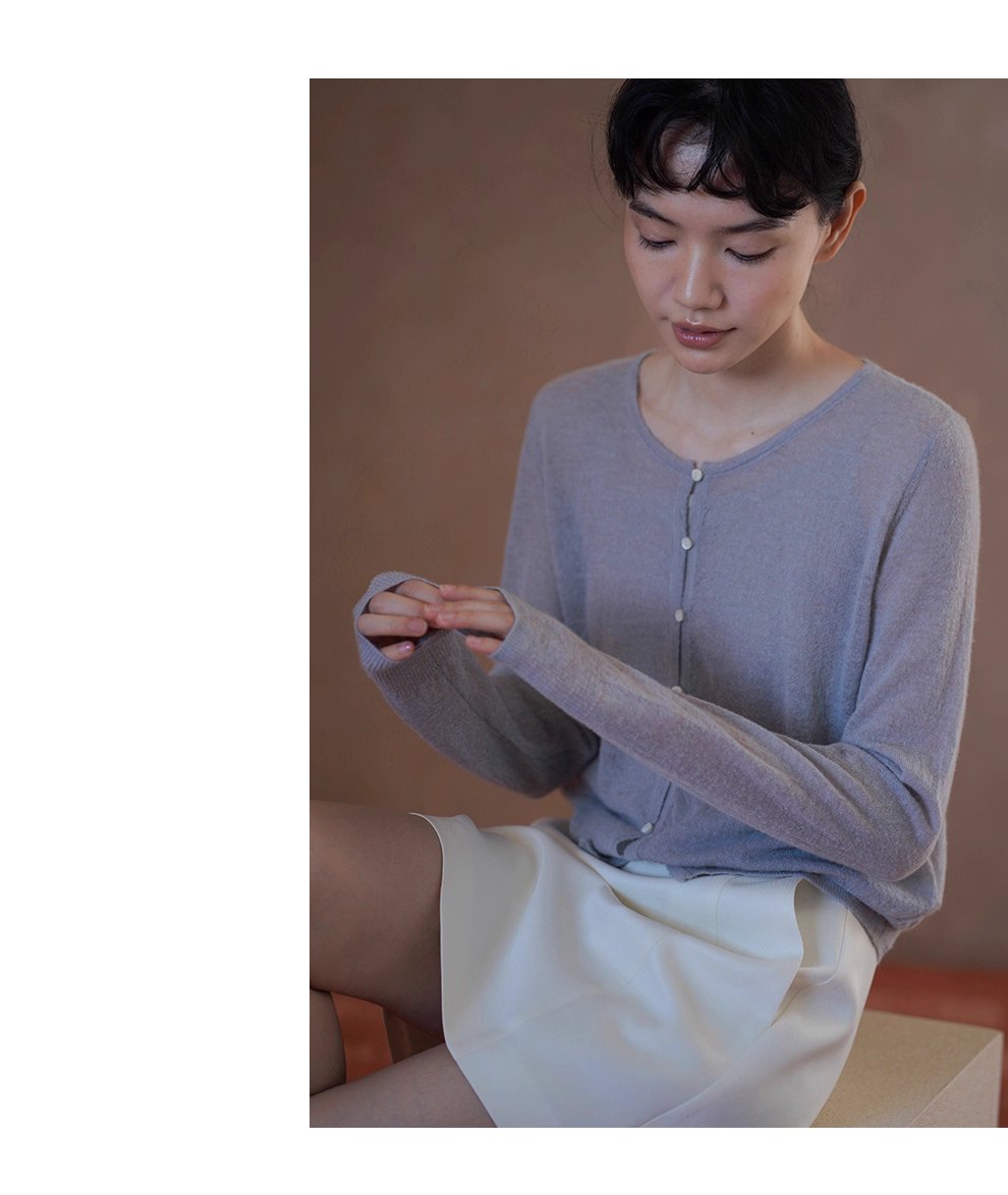 淡香薰衣草針織軟糯細膩綿羊羊駝毛混紡紗線薄款開襟衫