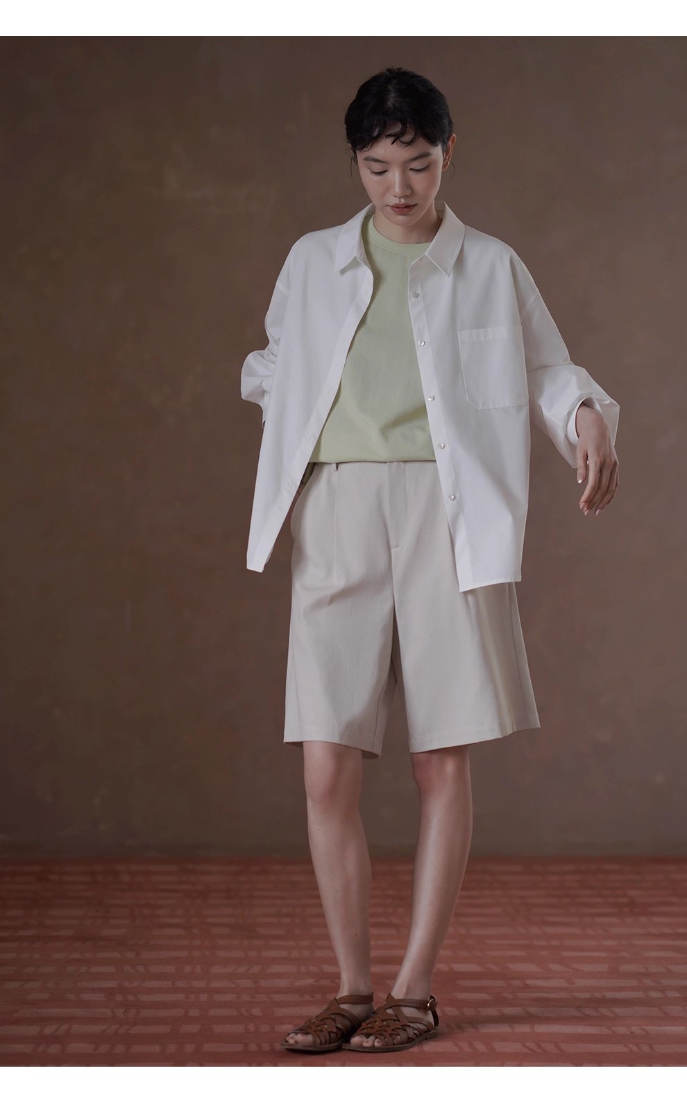 版型王者襯衫萊賽爾棉挺括寬鬆長袖通勤顯瘦翻領上衣女