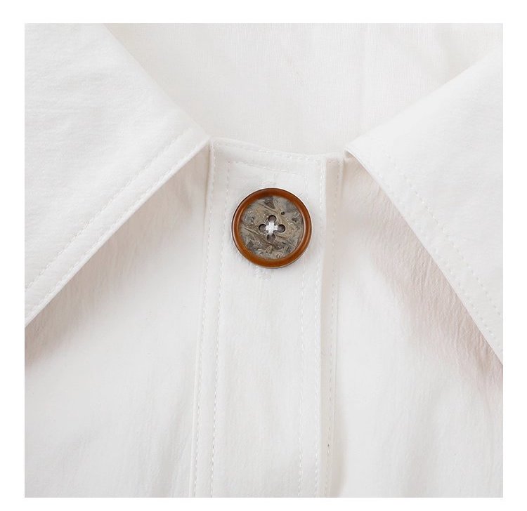 白色單排扣polo領長袖外套女25秋季新款寬鬆上衣