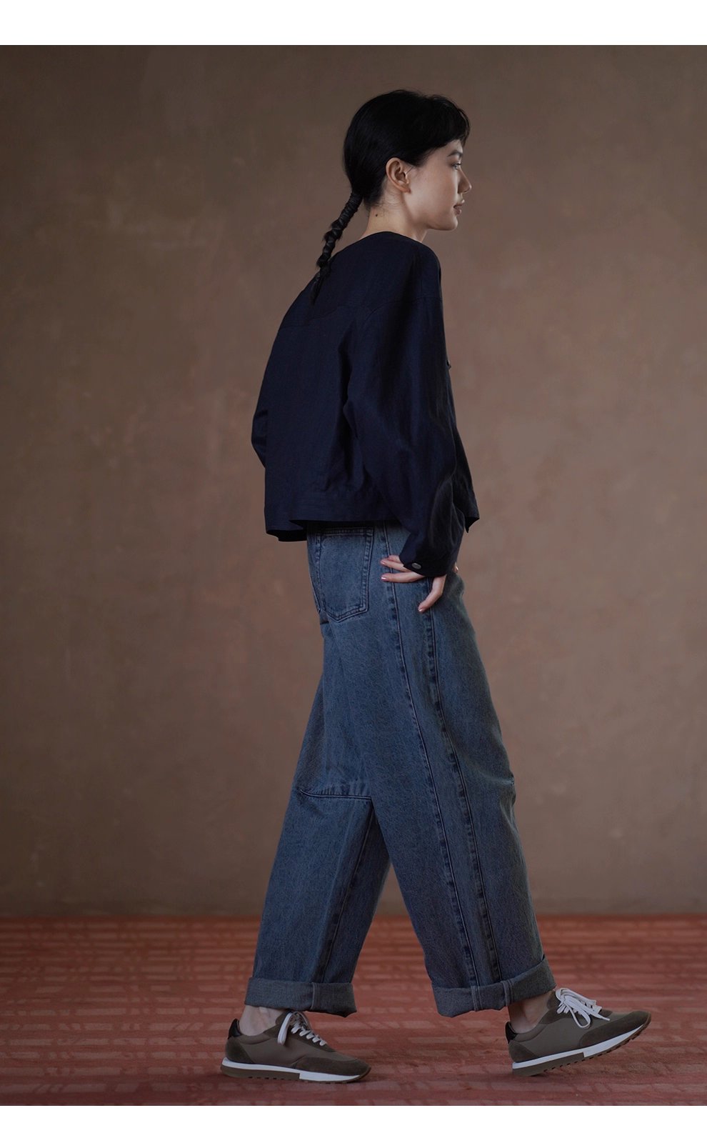 輕工裝挺括透氣苧麻棉寬鬆箱型短長袖顯瘦通勤外套女