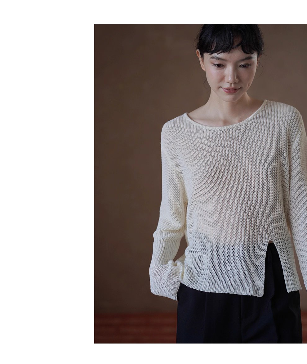 晴空白塔針織鏤空編織肌理感寬鬆顯瘦開叉長袖通勤罩衫