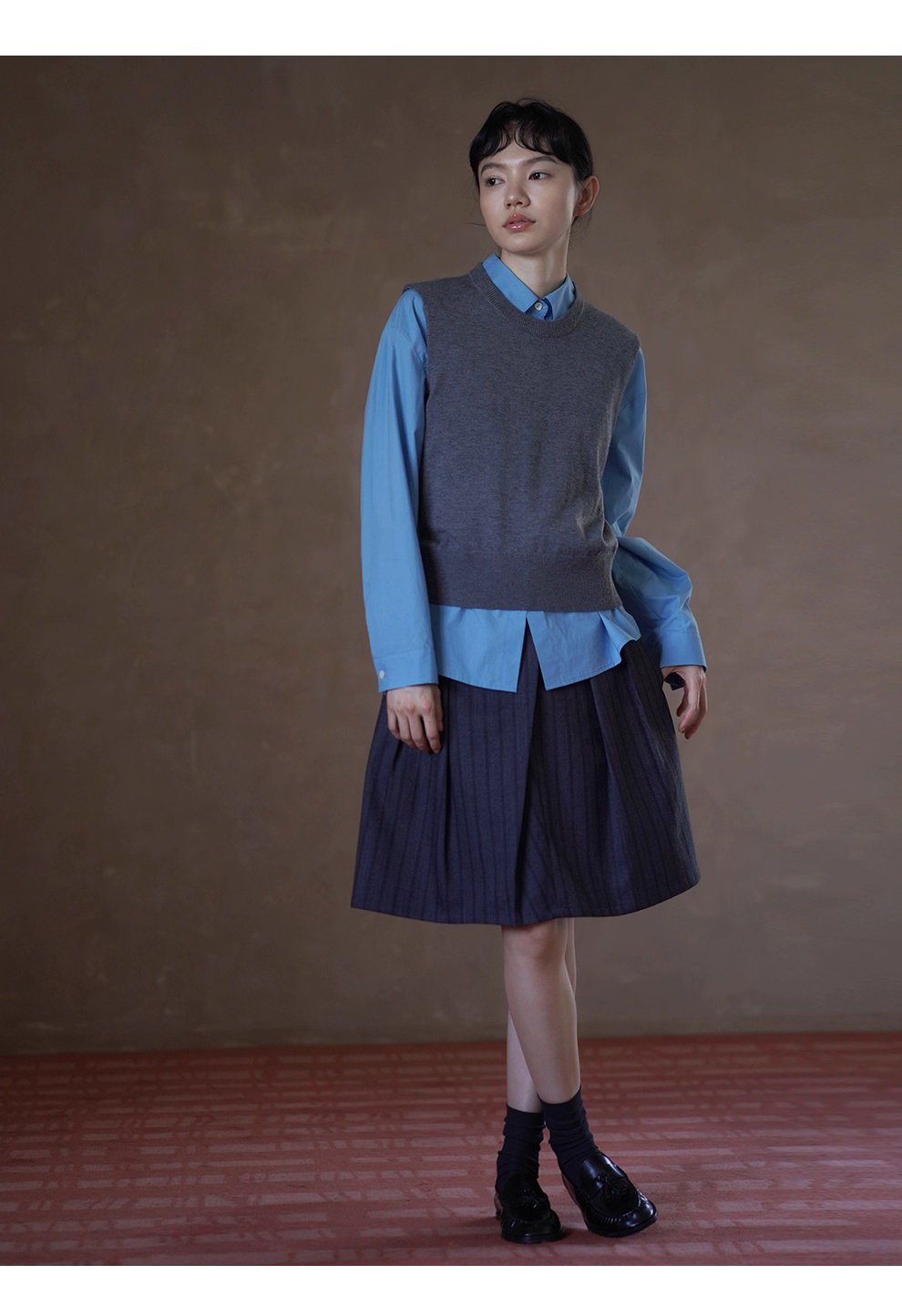 秋冬不可或缺時髦老錢圓領羊毛混紡百搭針織背心女