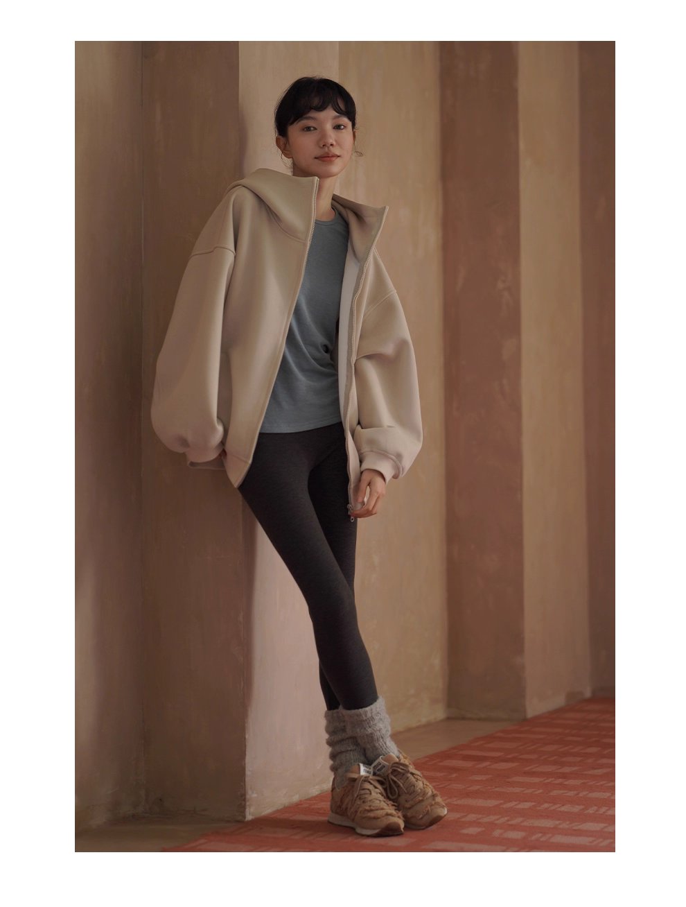 貼身保護舒適彈性軟糯親膚綿羊毛萊賽爾長袖圓領合身T恤