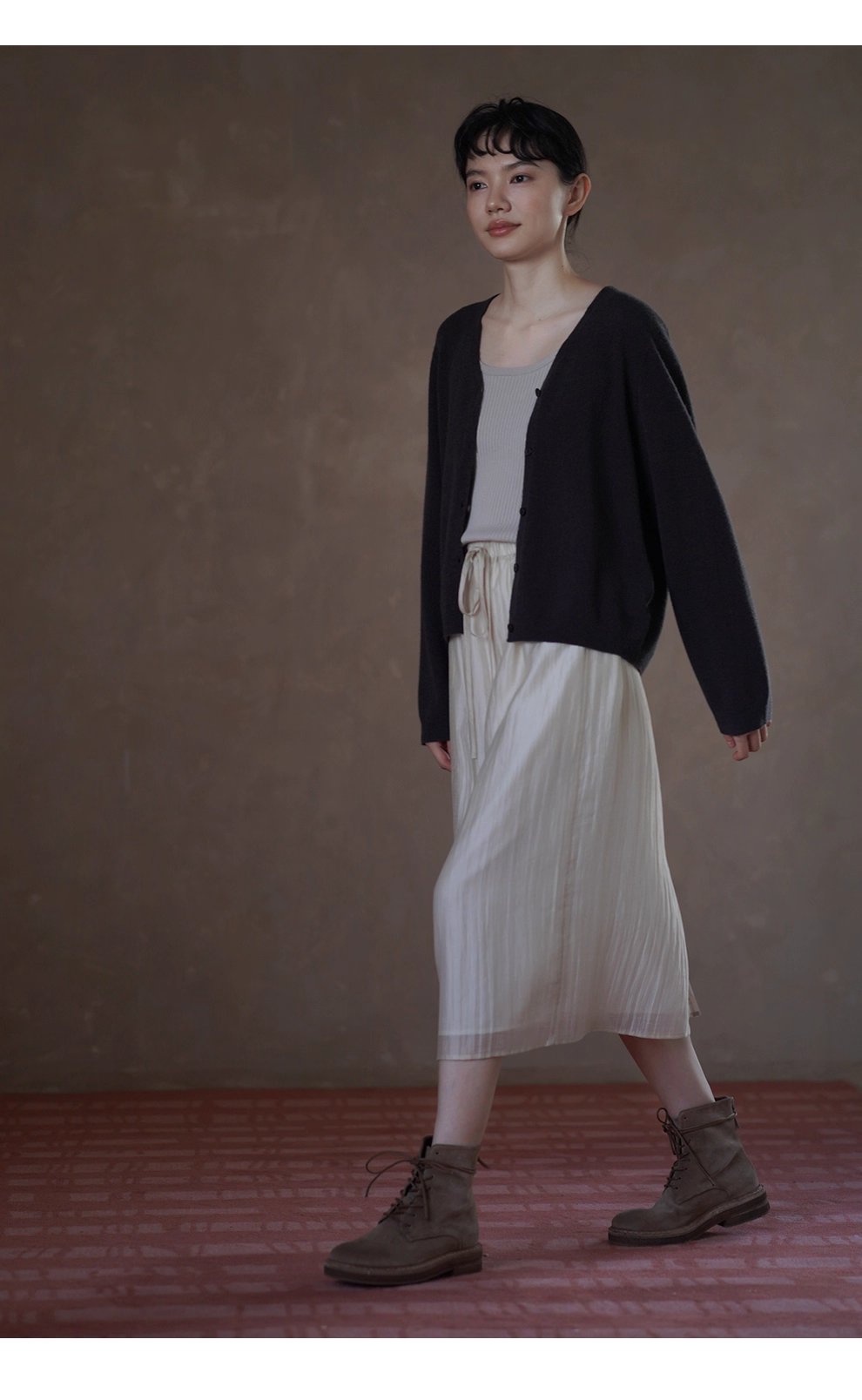 內外兼修蓬鬆軟糯100綿羊毛寬鬆V領顯瘦針織通勤外套女