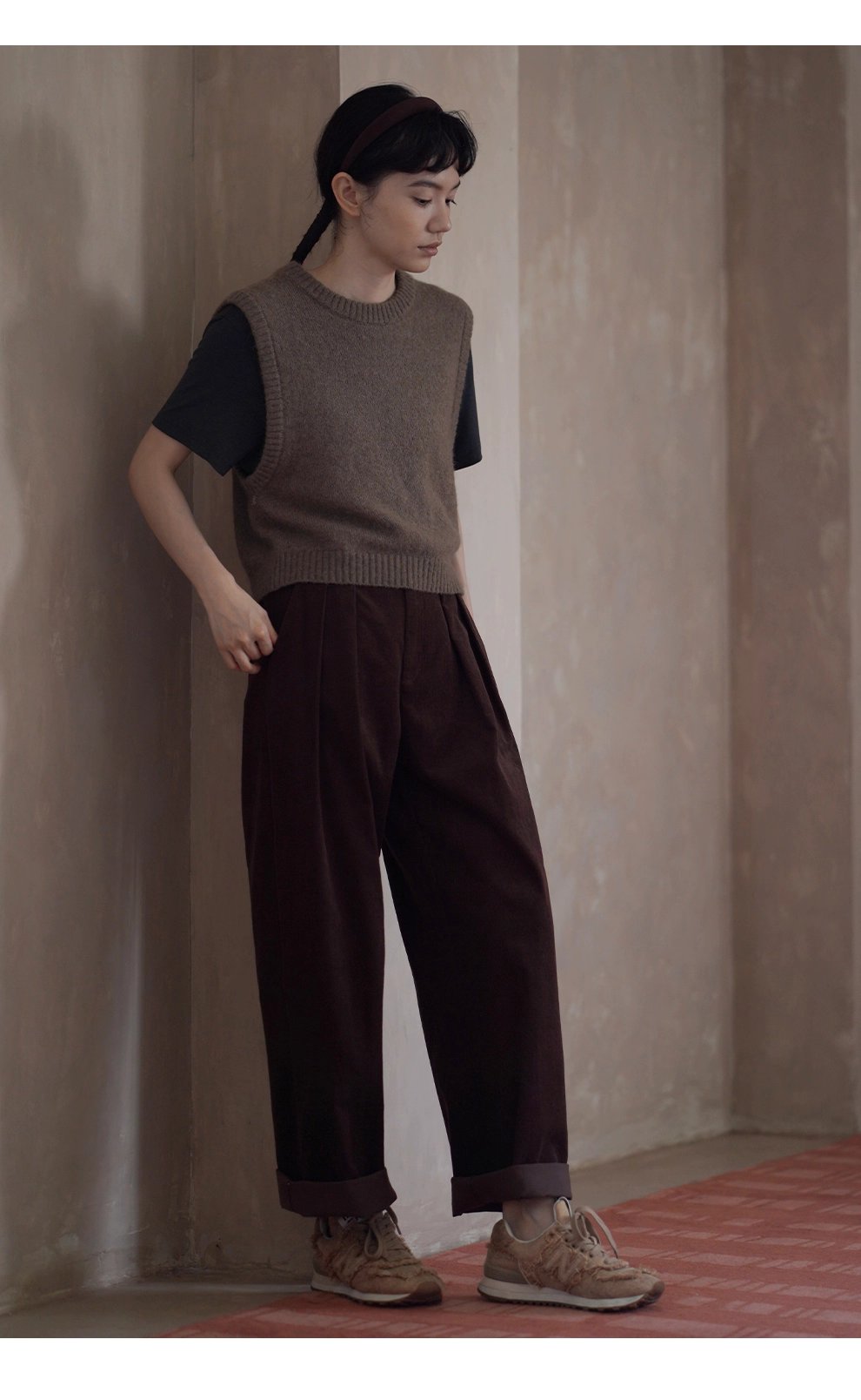 輕柔保暖羊絨羊駝綿羊優質搭配比圓領短版疊穿毛衣背心