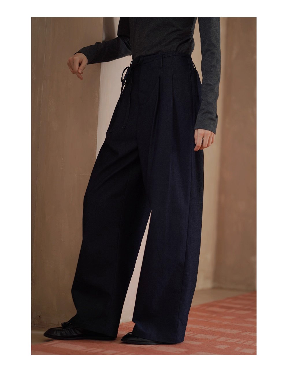 基礎時髦法則不挑人顯瘦版型遮肉寬鬆闊腿高腰牛仔長褲