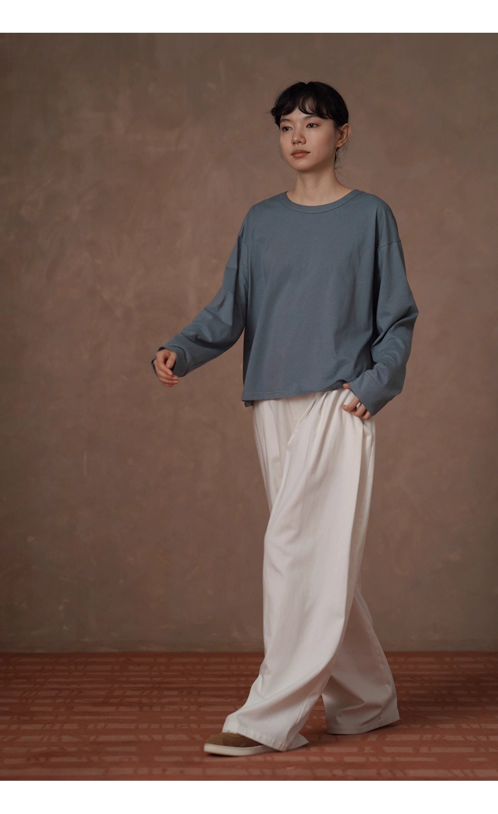 挺闊水洗100棉擦絨手感寬鬆後領口紐扣顯瘦百搭長袖上衣