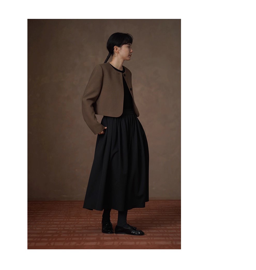 細膩呵護基礎內搭簡約柔軟羊毛混紡捲邊設計針織上衣女