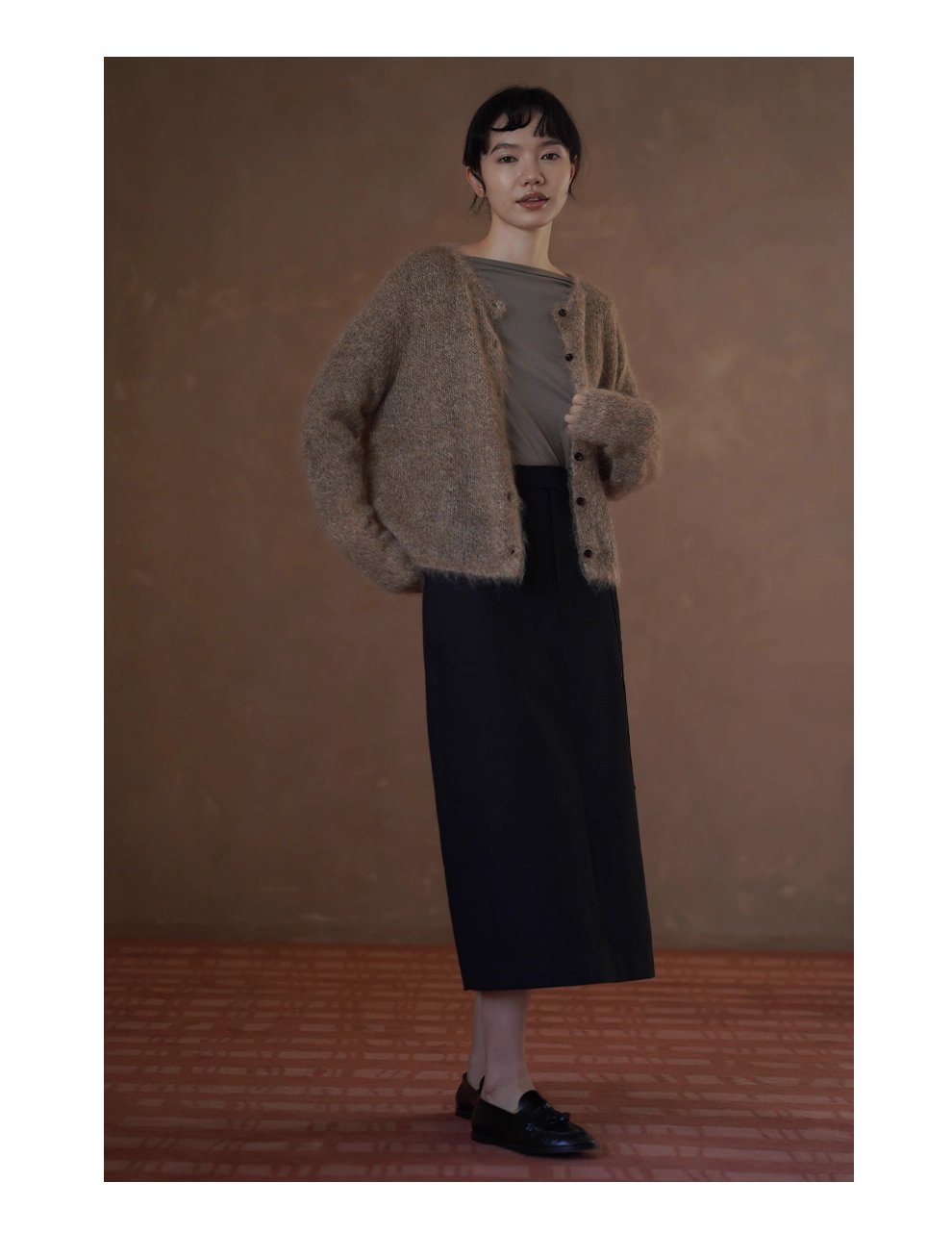 挺括立體棉感直筒高腰通勤顯瘦遮肉可調式腰帶半身裙女