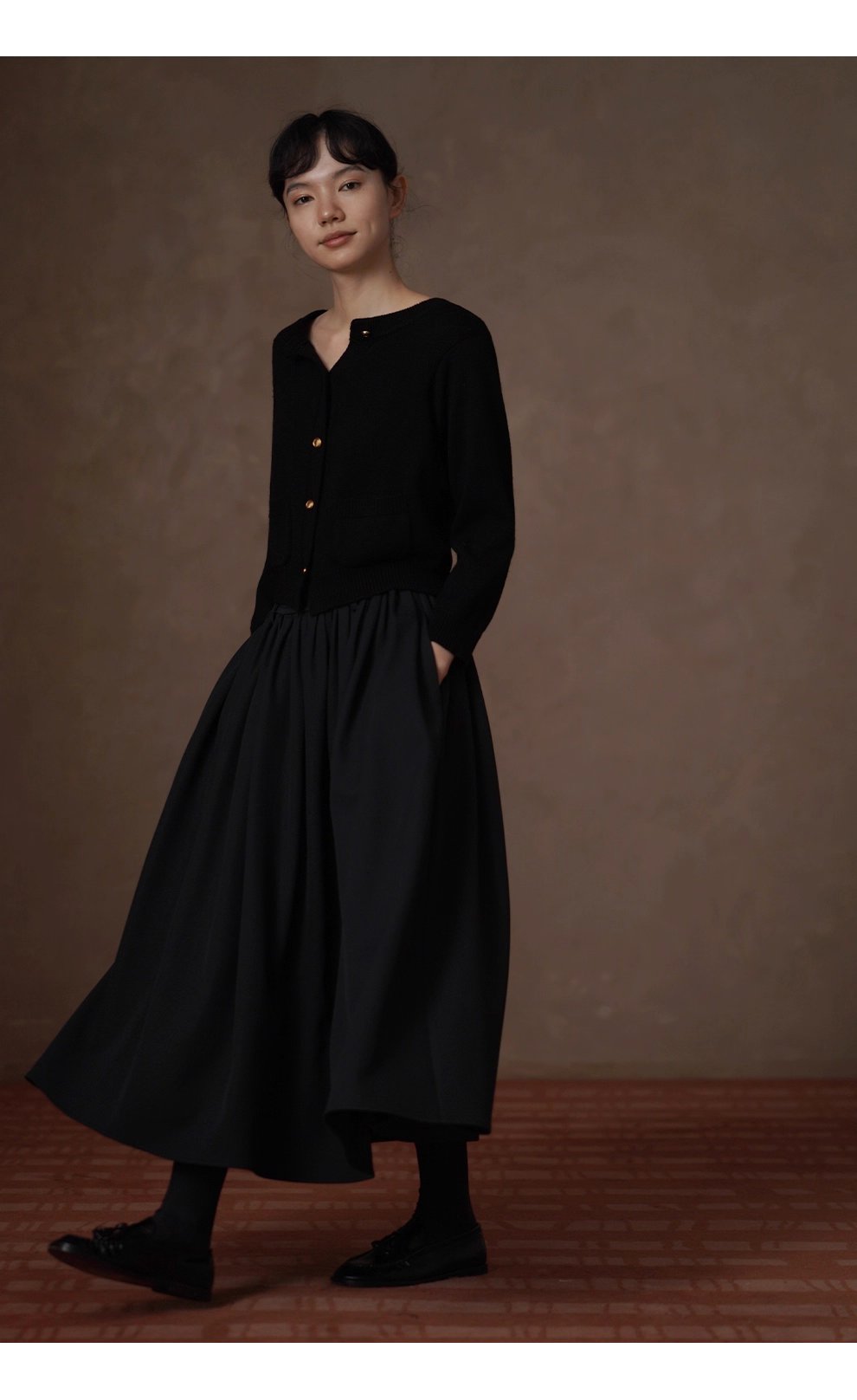 優雅舞者立體A字廓形顯瘦遮肉高腰捏褶蓬蓬通勤半身裙女