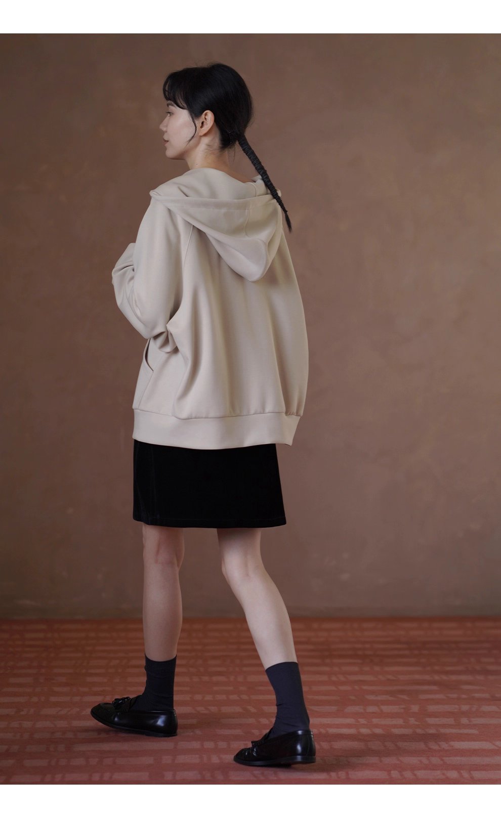 細節控柔軟起司衛衣休閒寬鬆暗格肌理棉感顯瘦連帽外套