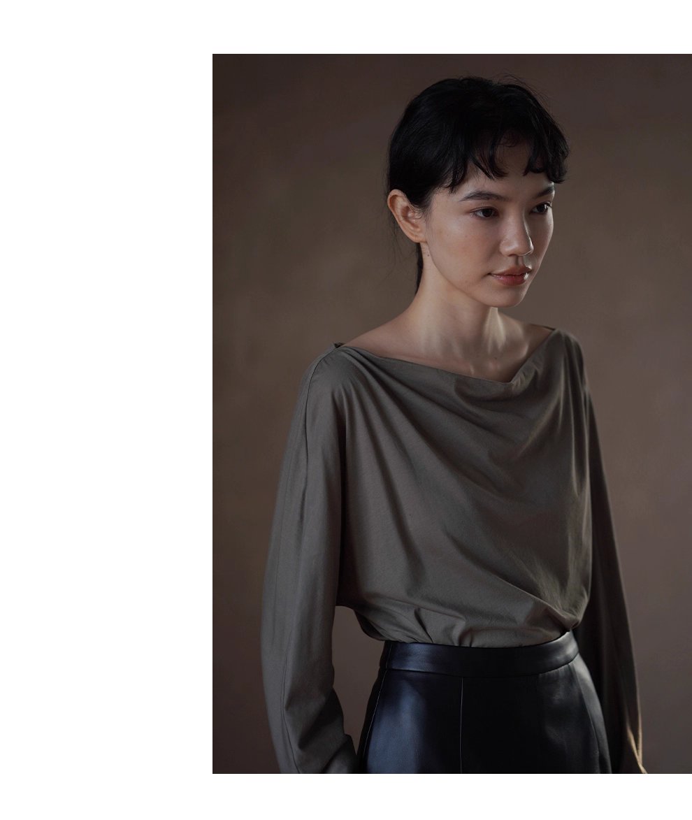 鬆弛法式100棉親膚透氣氣質蕩領寬鬆通勤顯瘦長袖上衣女