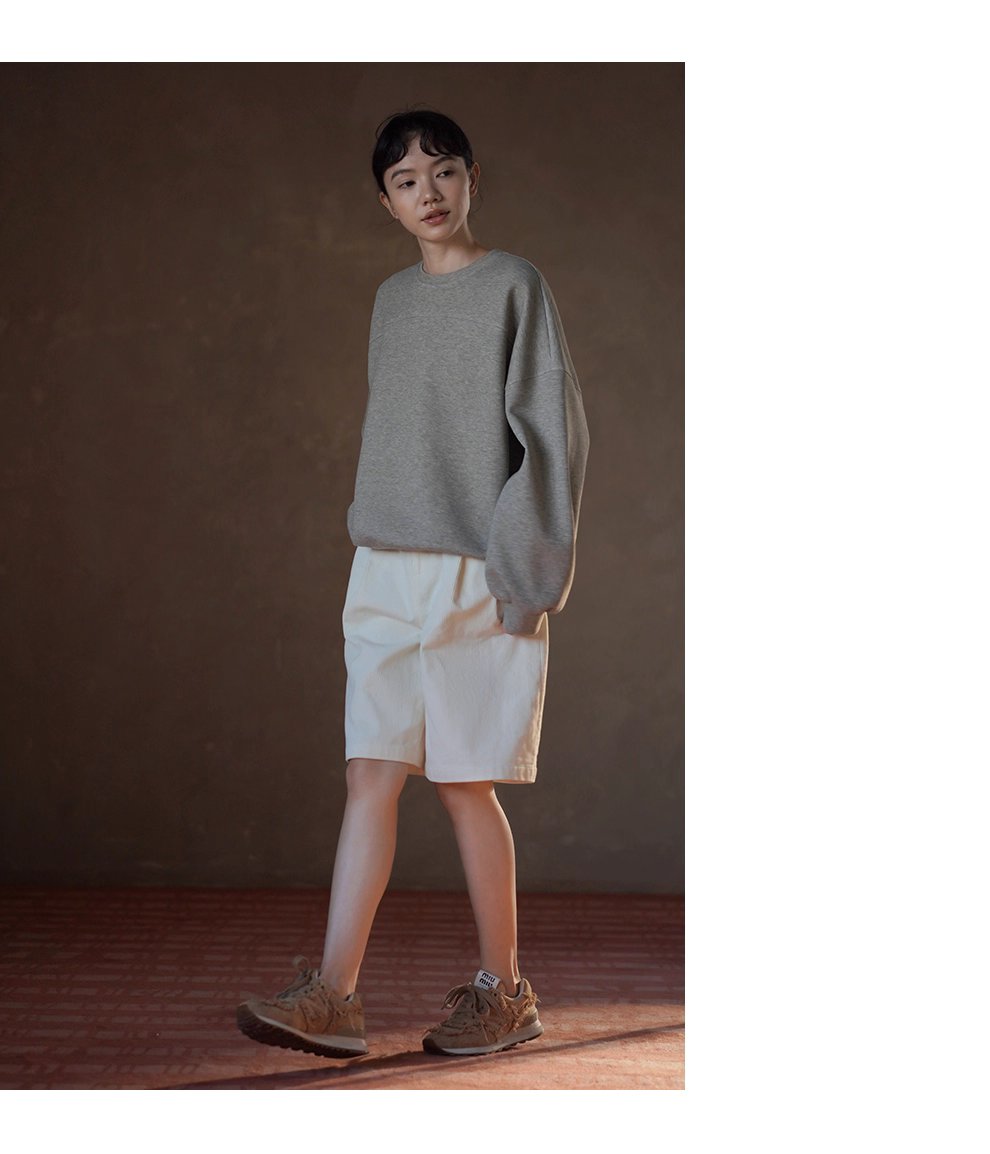 340高公克重厚實保暖輪廓寬鬆圓領顯瘦分割休閒夾花衛衣女