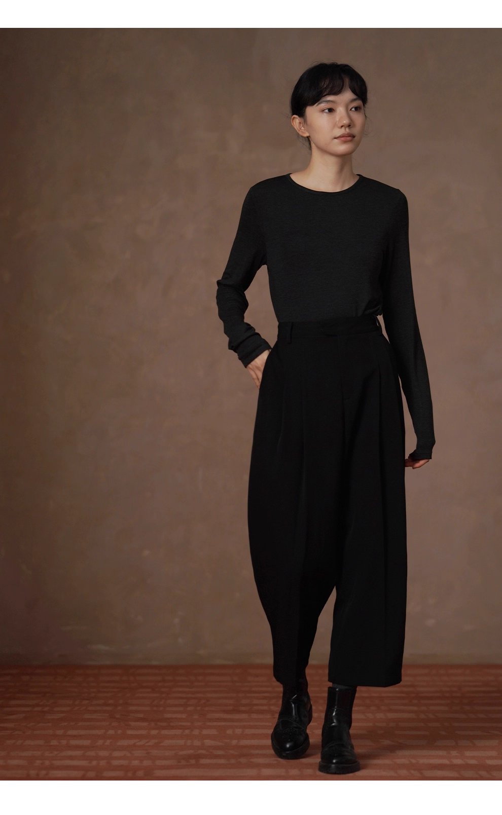 紳士通勤西裝褲俐落剪裁簡約法式高腰顯瘦錐形九分褲女