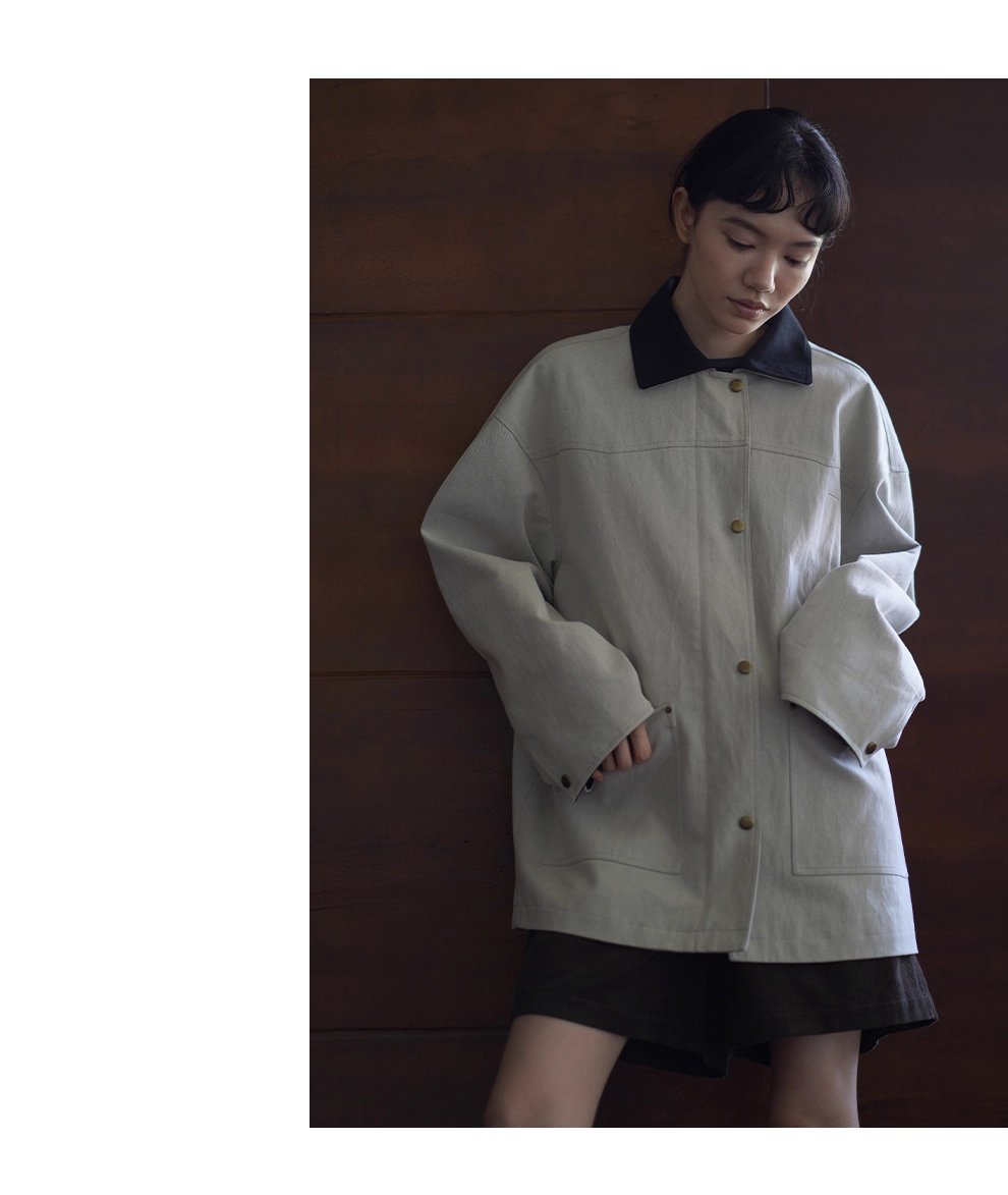 復古工裝健行外套斜紋挺括寬鬆顯瘦撞色翻領一手長風衣