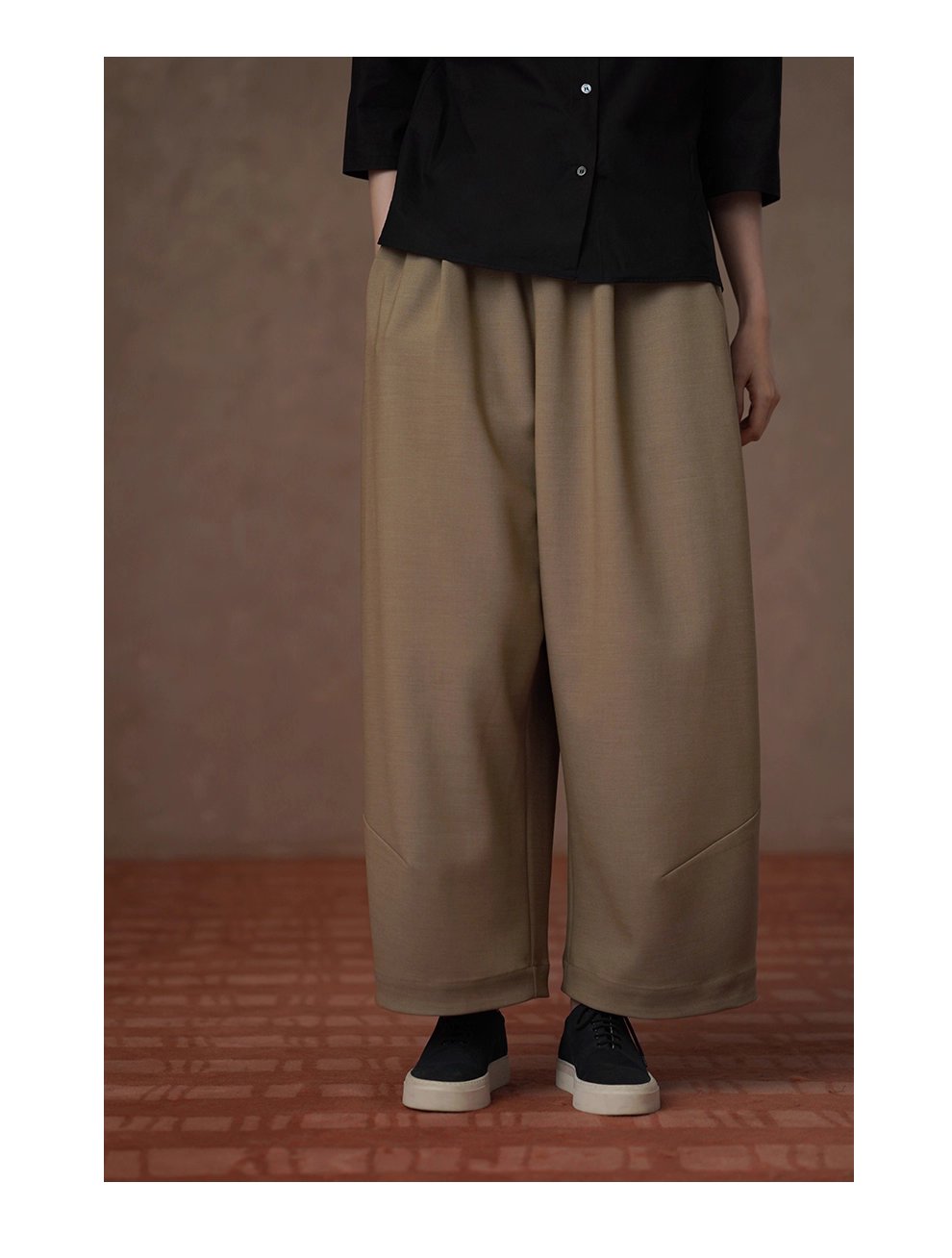 秋日慵懶氛圍鬆緊高腰不挑人顯瘦通勤寬鬆直筒遮肉長褲