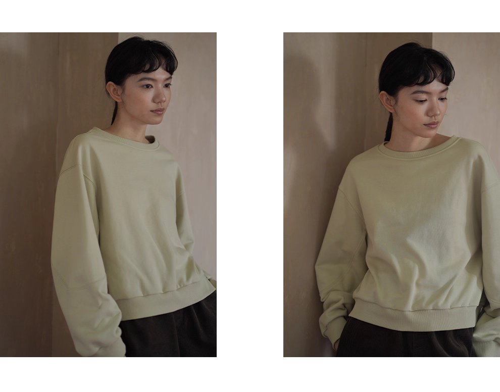 青芒椰椰衛衣寬鬆落肩長袖圓領顯瘦軟糯棉感休閒上衣女