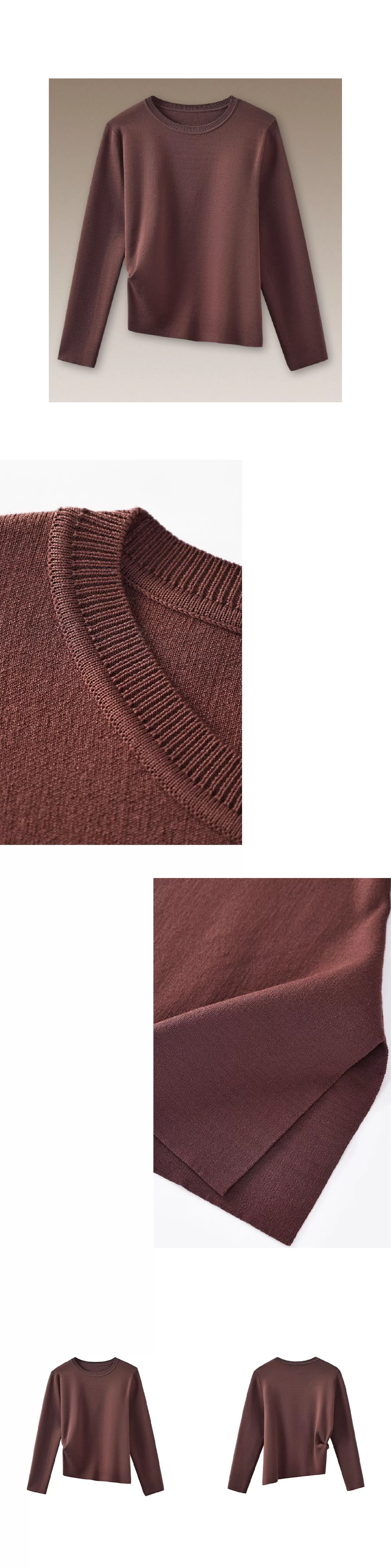 高支萊賽爾混紡親膚緊緻微寬鬆不對稱捏褶腰針織上衣女