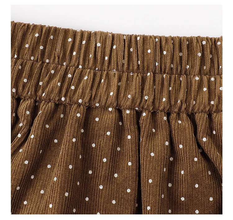 復古波點燈芯絨半身裙女秋冬新款高腰純棉a字裙