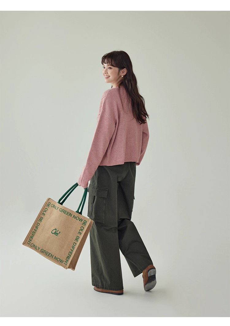 少女感粉紅花朵毛衣開襟女秋季新款寬鬆長袖上衣