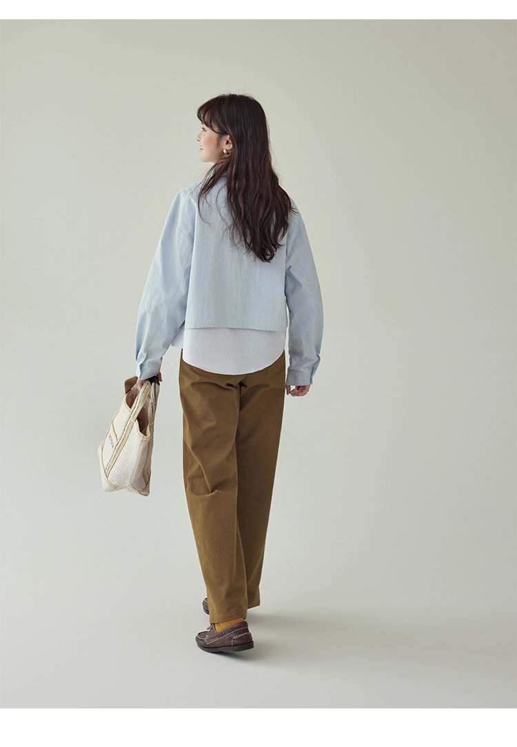 藍色假兩件外套襯衫女秋季超好看單排扣長袖上衣,藍色假兩件外套襯衫女秋季超好看單排扣長袖上衣,HBEW5073,藍色假兩件外套襯衫女秋季超好看單排扣長袖上衣,假兩件式,造型加分