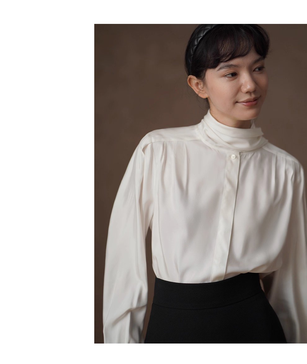 柔光緞面氣質絲滑垂軟襯衫溫柔飄帶設計寬鬆通勤上衣女