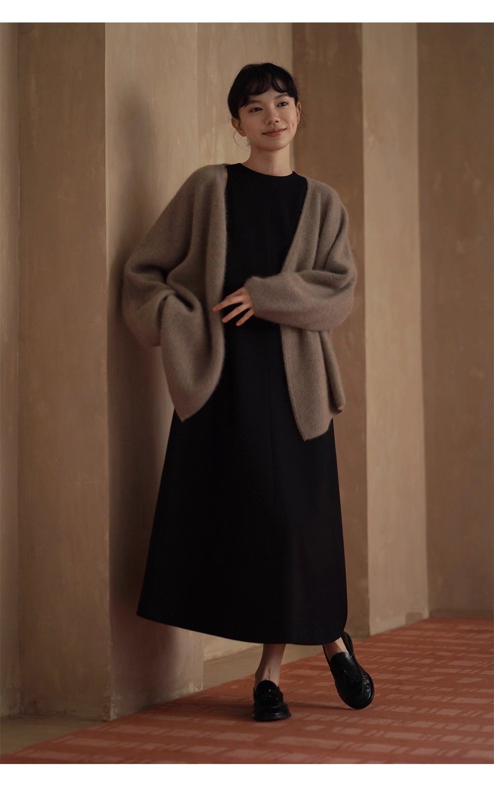 鬆弛代表外套長絨綿羊毛兔毛混紡寬鬆顯瘦簡約通勤開襟衫