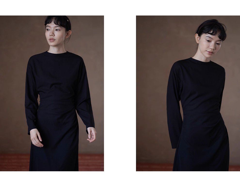 極簡品味優雅貴婦內搭洋裝圓領收腰通勤顯瘦裙子女