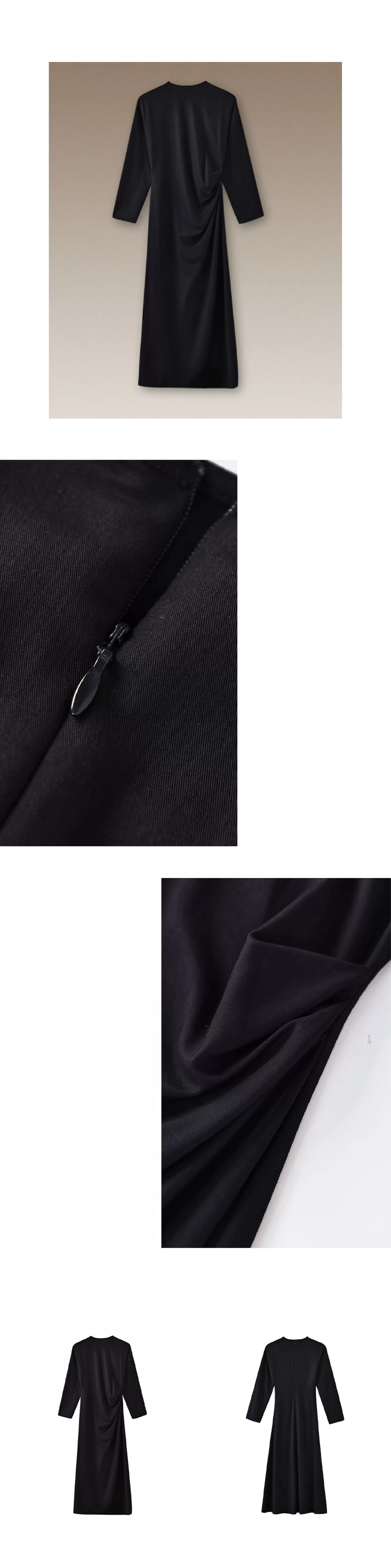 極簡品味優雅貴婦內搭洋裝圓領收腰通勤顯瘦裙子女