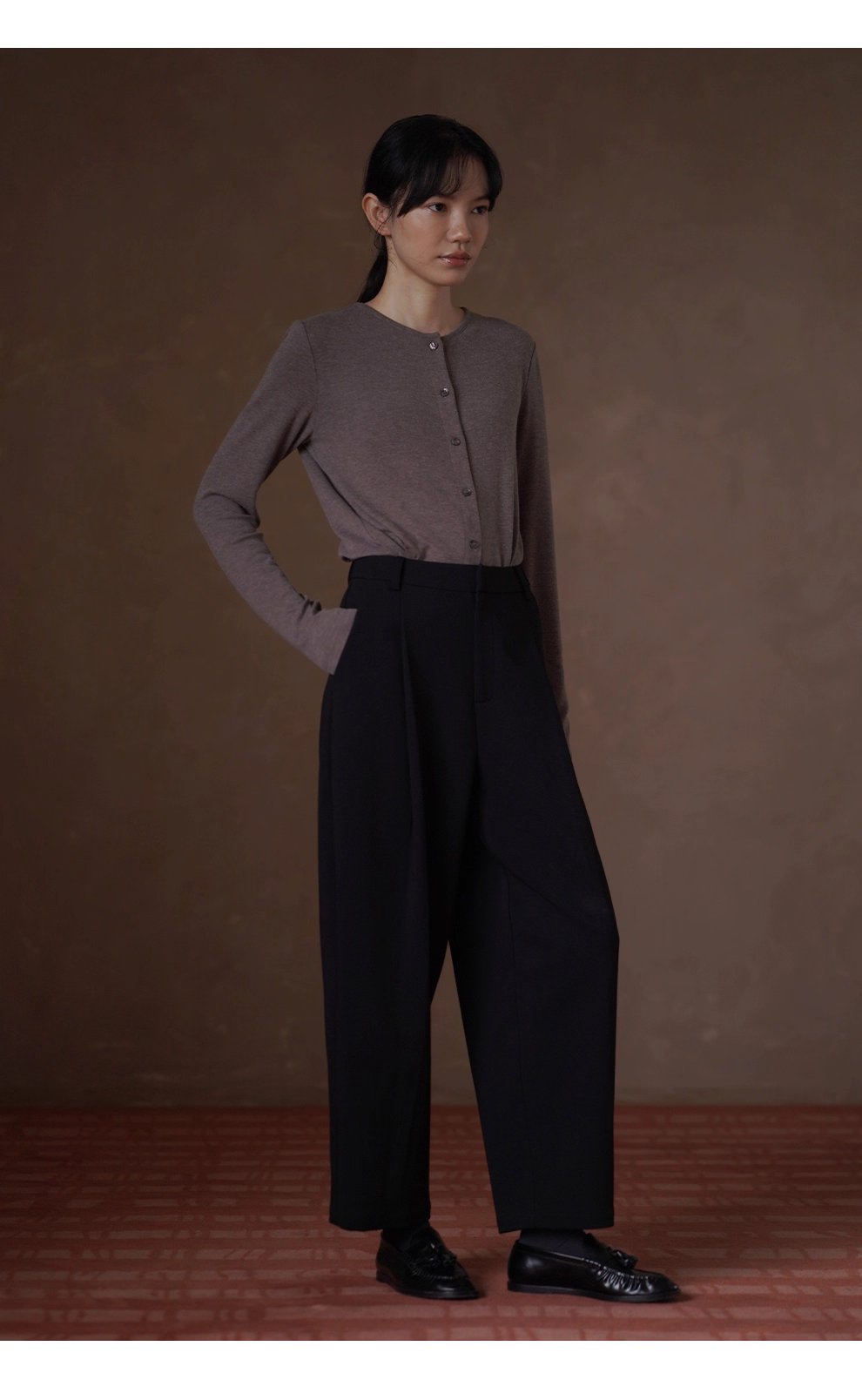 全能內搭合身彈性圓領開門襟顯瘦修身通勤長袖親膚上衣