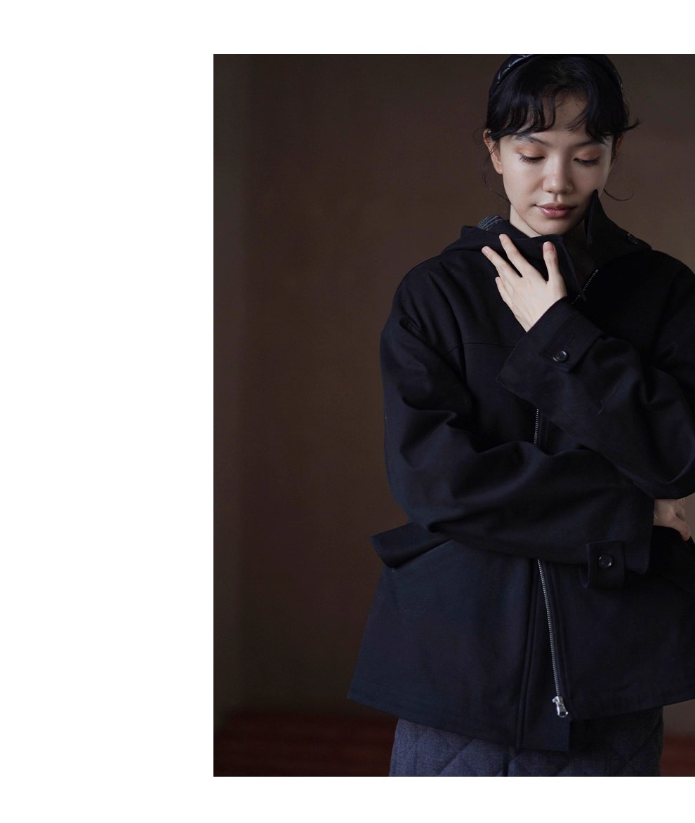 英倫學院撞色格紋連帽搖粒絨內裡加厚一手長夾克外套女