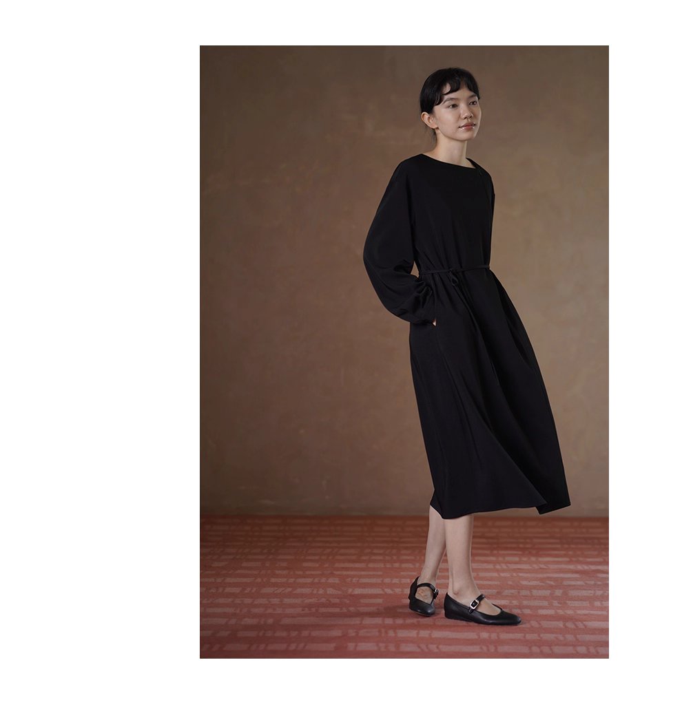 簡約乾淨線條拉鍊不規則門襟設計通勤寬鬆顯瘦洋裝女