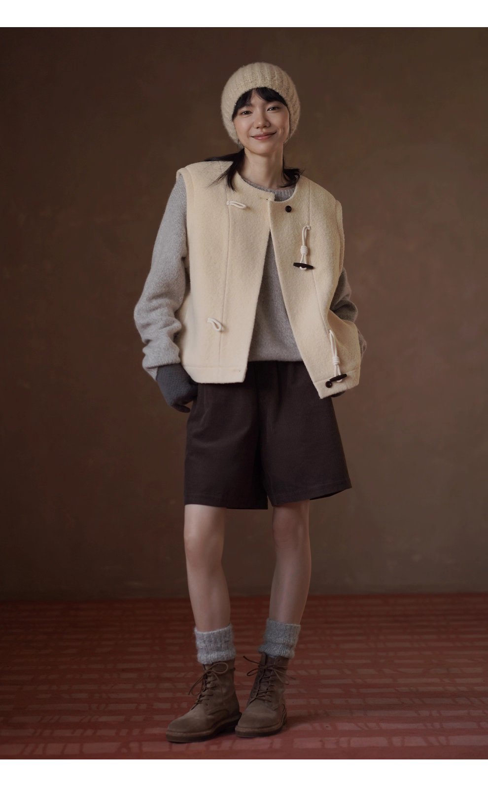 細膩如絲進口羊駝毛羊毛混紡柔軟蓬鬆圓領寬鬆顯瘦毛衣