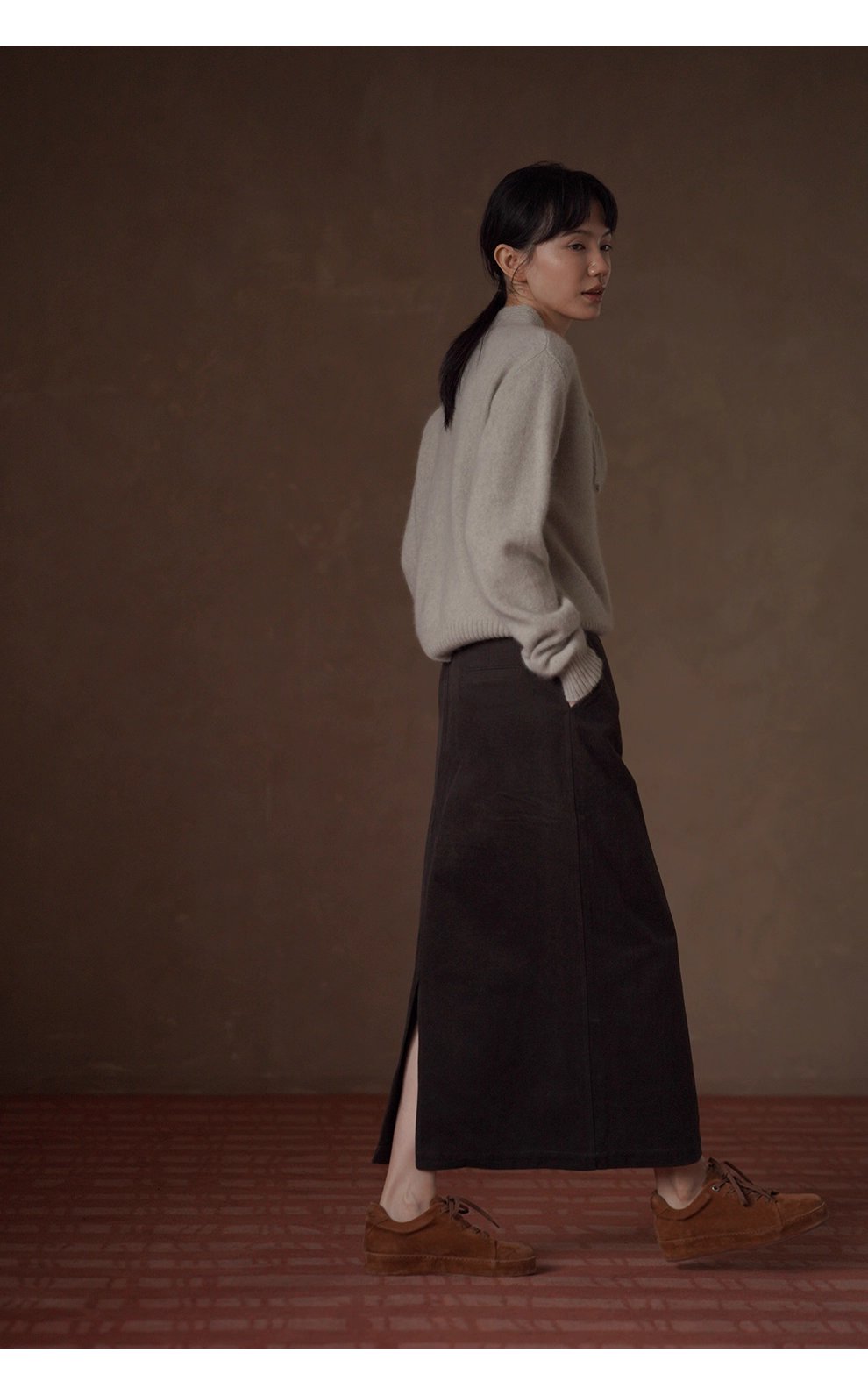 靜謐月光羊毛柔和混紡紗線領結設計感坑條顯瘦寬鬆毛衣