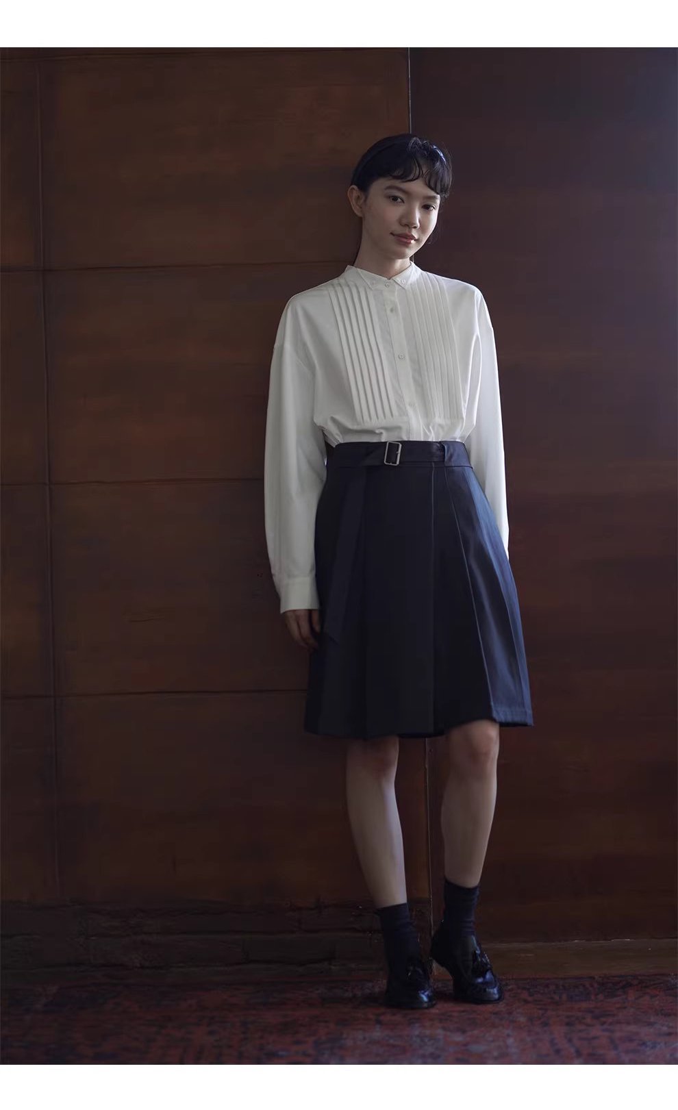進階書呆子百褶裙高腰可調整顯瘦A字復古遮肉通勤半身裙,進階書呆子百褶裙高腰可調整顯瘦A字復古遮肉通勤半身裙,HBEW2028,進階書呆子百褶裙高腰可調整顯瘦A字復古遮肉通勤半身裙,高腰百褶,日字扣腰帶
