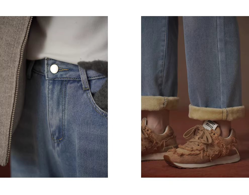 保命牛仔褲高品質水洗牛仔銀狐絨加絨高腰小腳直筒長褲,保命牛仔褲高品質水洗牛仔銀狐絨加絨高腰小腳直筒長褲,HBEW3043,保命牛仔褲高品質水洗牛仔銀狐絨加絨高腰小腳直筒長褲,復古水洗,加絨蓄熱