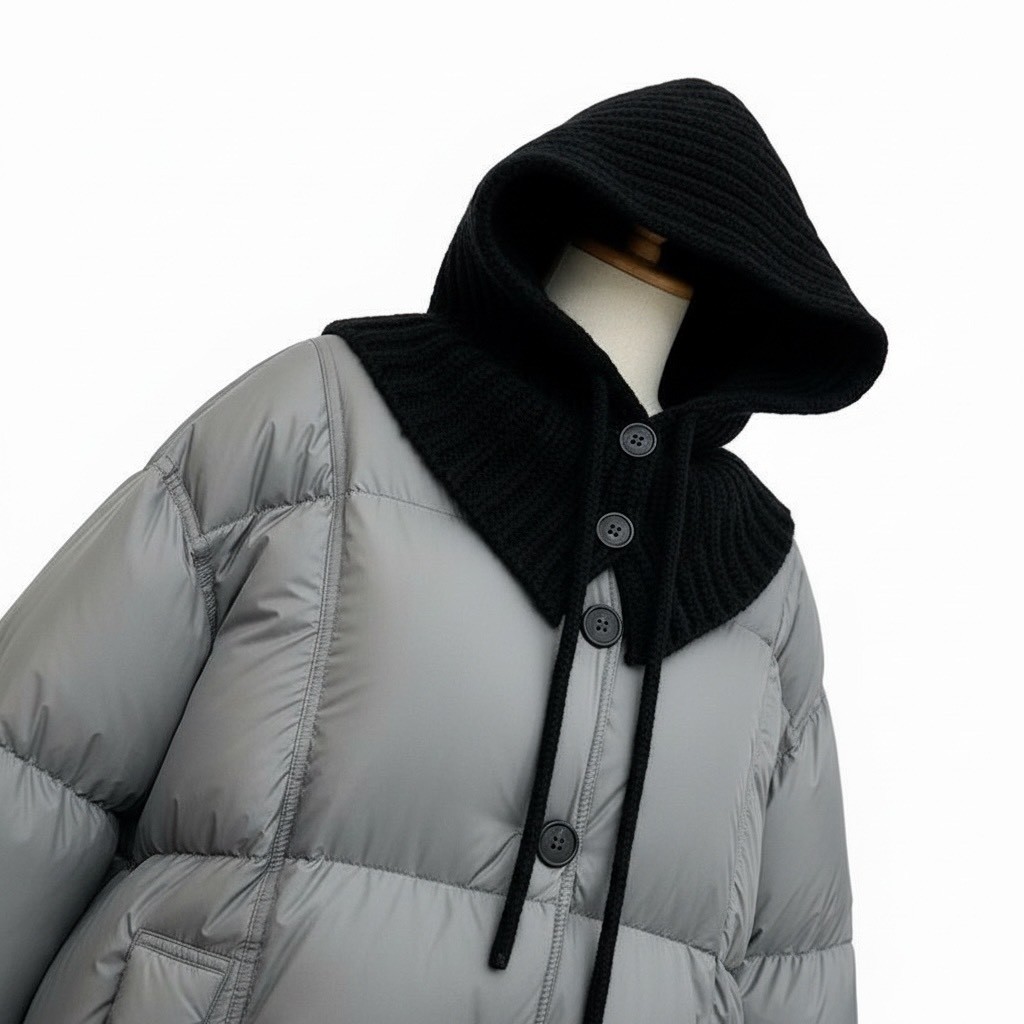 針織連帽拼接加厚羽絨外套冬季寬鬆毛帽麵包服外套,針織連帽拼接加厚羽絨外套冬季寬鬆毛帽麵包服外套,5W185014,針織連帽拼接加厚羽絨外套冬季寬鬆毛帽麵包服外套,保暖蓄熱,青春休閒