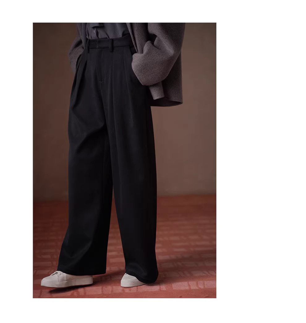 職場主角斜紋磨毛加厚寬鬆高腰通勤顯瘦闊腿西裝長褲女,職場主角斜紋磨毛加厚寬鬆高腰通勤顯瘦闊腿西裝長褲女,HBEW3059,職場主角斜紋磨毛加厚寬鬆高腰通勤顯瘦闊腿西裝長褲女,垂墜感佳,磨毛絨感