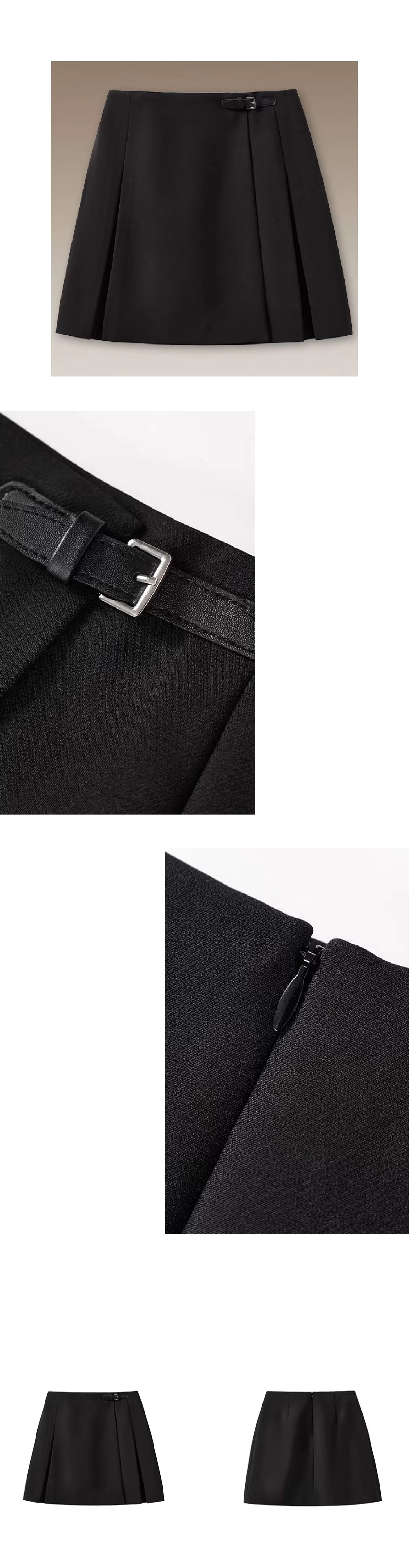 不對稱工字褶設計A字微傘版型皮袢高腰顯瘦學院半身裙女,不對稱工字褶設計A字微傘版型皮袢高腰顯瘦學院半身裙女,HBFS2003,不對稱工字褶設計A字微傘版型皮袢高腰顯瘦學院半身裙女,工字褶設計,皮扣造型