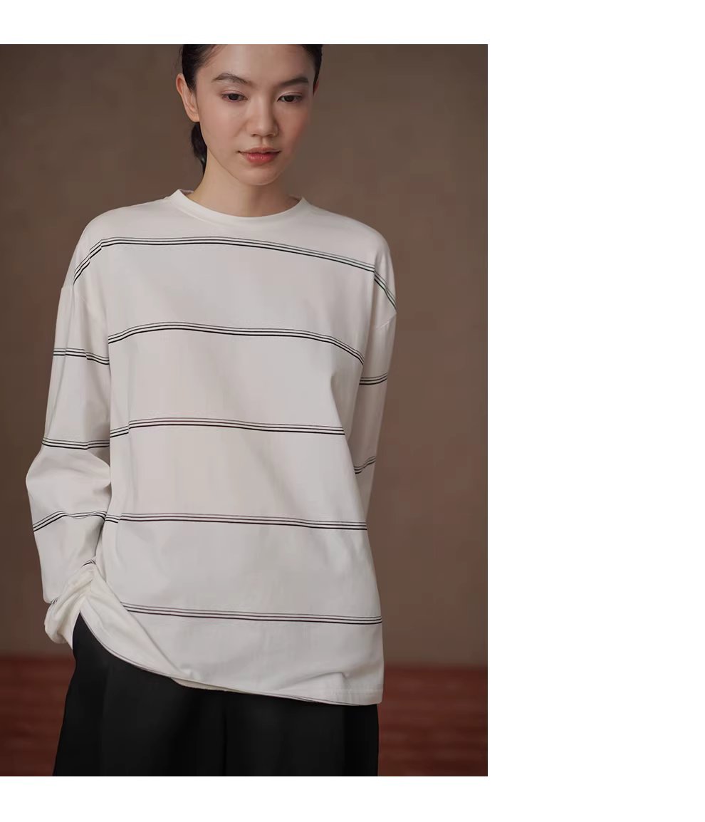 寫生素描鬆弛衛衣慵懶細條紋圓領寬鬆落肩休閒長袖上衣,寫生素描鬆弛衛衣慵懶細條紋圓領寬鬆落肩休閒長袖上衣,HBFS1015,寫生素描鬆弛衛衣慵懶細條紋圓領寬鬆落肩休閒長袖上衣,不易變形,修身實搭