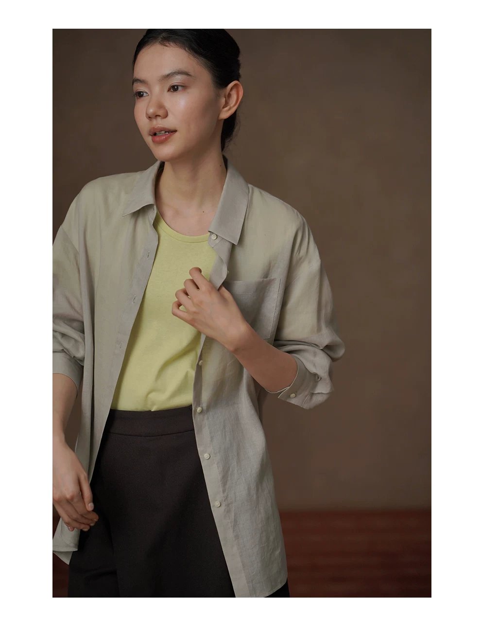 輕柔撫摸苧麻萊賽爾輕薄透氣寬鬆顯瘦通勤長袖落肩襯衫,輕柔撫摸苧麻萊賽爾輕薄透氣寬鬆顯瘦通勤長袖落肩襯衫,HBFS1021,輕柔撫摸苧麻萊賽爾輕薄透氣寬鬆顯瘦通勤長袖落肩襯衫,清爽透氣,硬挺不軟塌