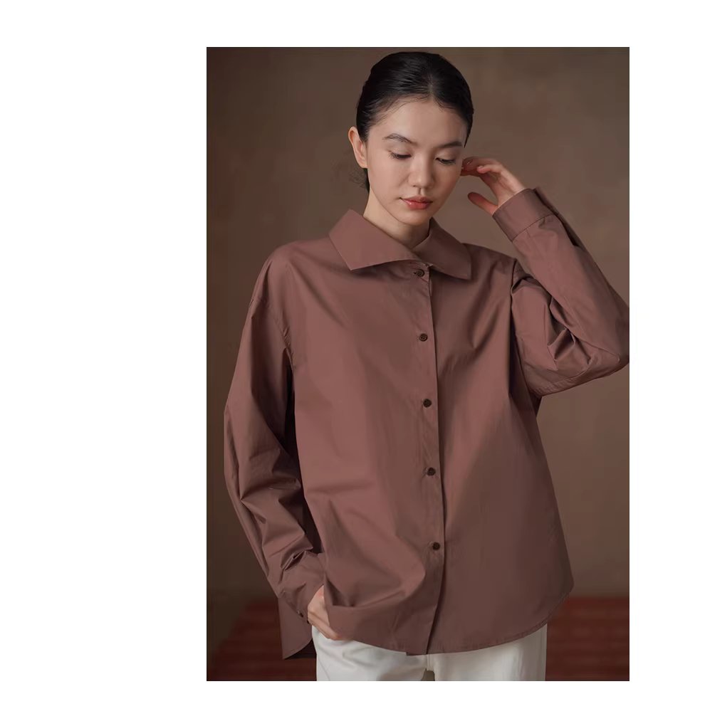 突破基礎大翻領復古寬鬆顯瘦襯衫挺括透氣100棉通勤外套,突破基礎大翻領復古寬鬆顯瘦襯衫挺括透氣100棉通勤外套,HBFS5003,突破基礎大翻領復古寬鬆顯瘦襯衫挺括透氣100棉通勤外套,純棉親膚,版型舒適