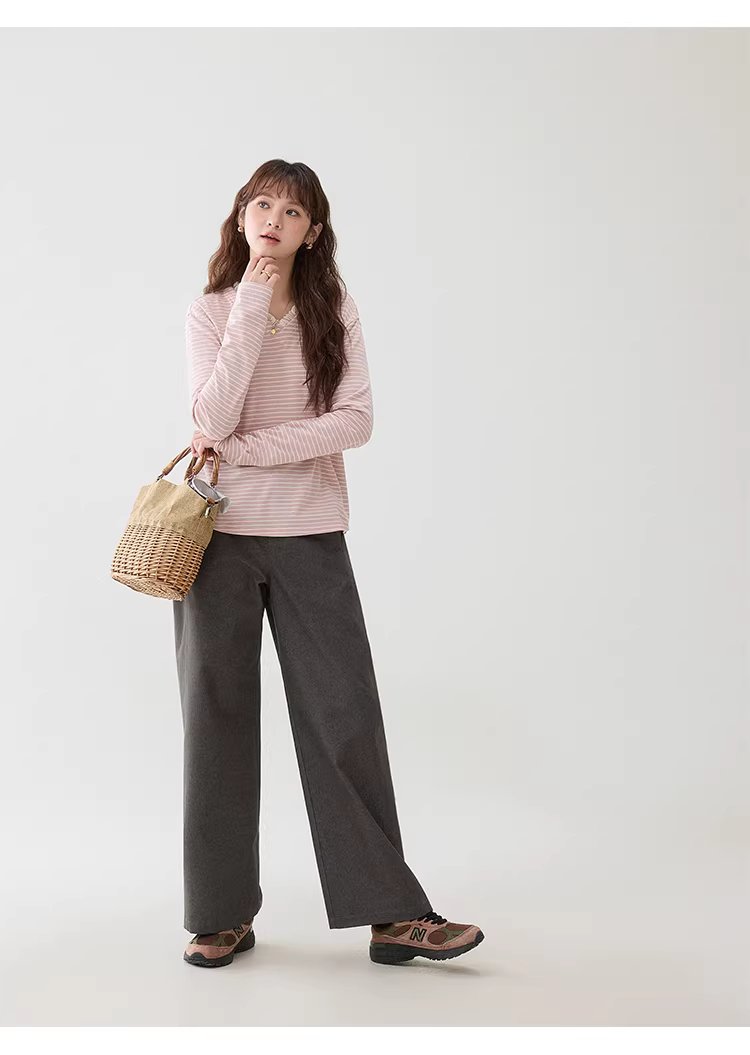 甜美粉紅條紋花邊v領T恤女春季新款寬鬆長袖上衣,甜美粉紅條紋花邊v領T恤女春季新款寬鬆長袖上衣,HBFS1028,甜美粉紅條紋花邊v領T恤女春季新款寬鬆長袖上衣,V領造型,蕾絲花邊