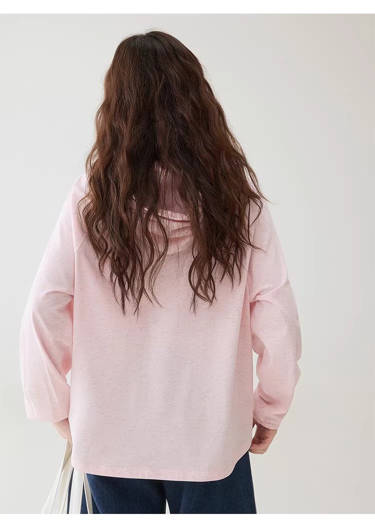 彩織小v領連帽插肩袖T恤女春季新款減齡寬鬆上衣,彩織小v領連帽插肩袖T恤女春季新款減齡寬鬆上衣,HBFS1035,彩織小v領連帽插肩袖T恤女春季新款減齡寬鬆上衣,V領連帽,寬鬆舒適