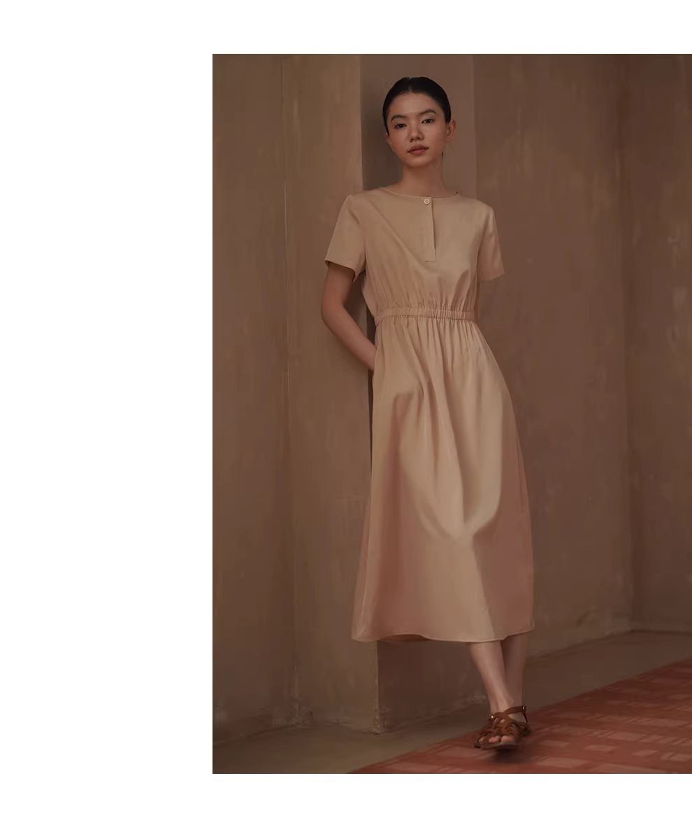 溫柔淡人洋裝顯瘦垂感簡約A字收腰短袖不挑人通勤洋裝,溫柔淡人洋裝顯瘦垂感簡約A字收腰短袖不挑人通勤洋裝,HBFS7013,溫柔淡人洋裝顯瘦垂感簡約A字收腰短袖不挑人通勤洋裝,柔滑啞光,優雅設計