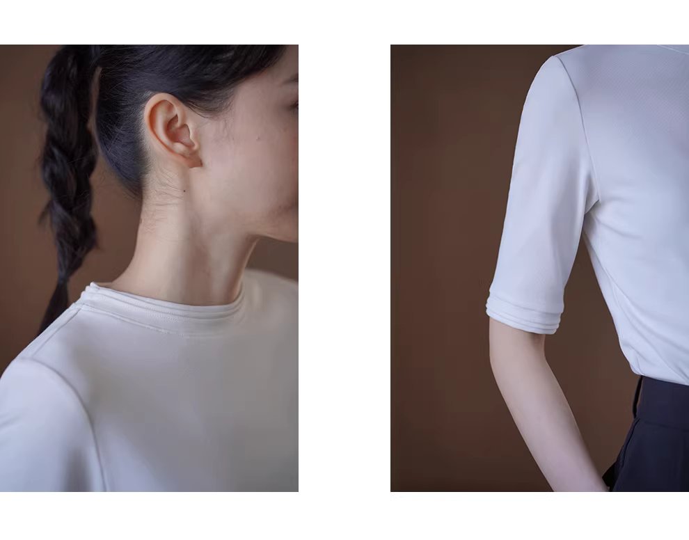 精緻加持舒適線上塔克線圓領合身彈性中袖通勤顯瘦T恤女,精緻加持舒適線上塔克線圓領合身彈性中袖通勤顯瘦T恤女,HBFS1063,精緻加持舒適線上塔克線圓領合身彈性中袖通勤顯瘦T恤女,內搭單穿,親膚透氣