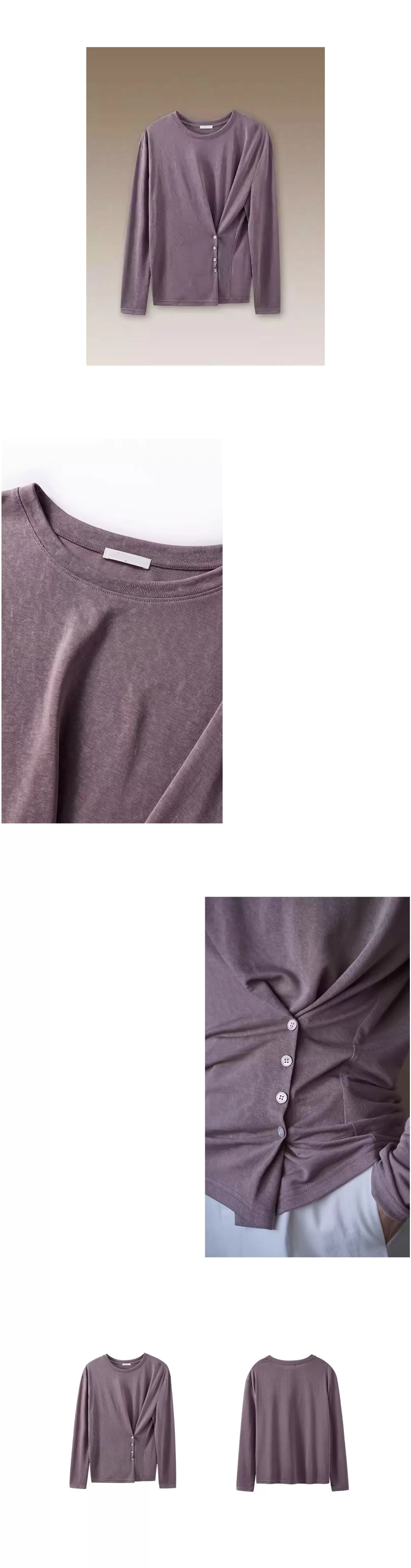 霧感夏意透氣涼爽萊賽爾混紡長袖T恤紐扣收腰顯瘦上衣女,霧感夏意透氣涼爽萊賽爾混紡長袖T恤紐扣收腰顯瘦上衣女,HBFS1078,霧感夏意透氣涼爽萊賽爾混紡長袖T恤紐扣收腰顯瘦上衣女,鈕扣收腰,舒適透氣