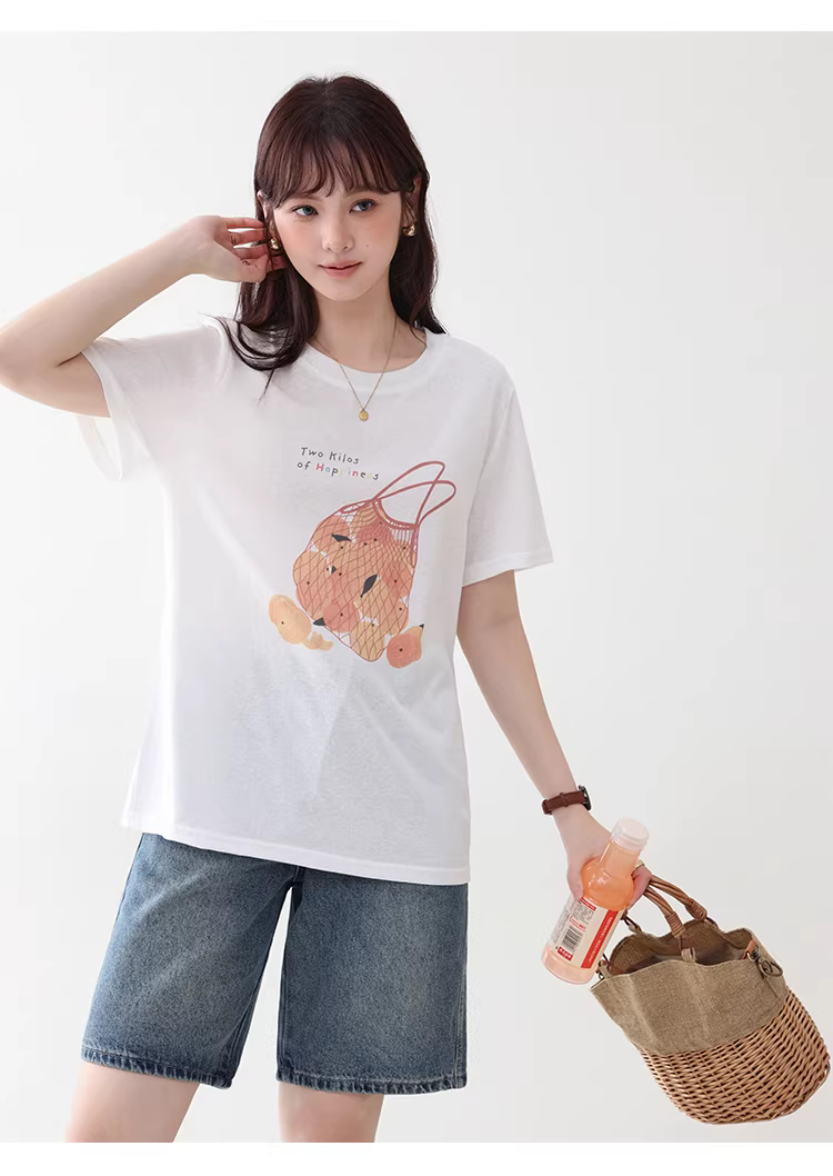 時尚塗鴉印花白色短袖T恤女夏新款寬鬆顯瘦圓領上衣,時尚塗鴉印花白色短袖T恤女夏新款寬鬆顯瘦圓領上衣,HBFS1083,時尚塗鴉印花白色短袖T恤女夏新款寬鬆顯瘦圓領上衣,童趣印花,百搭實穿